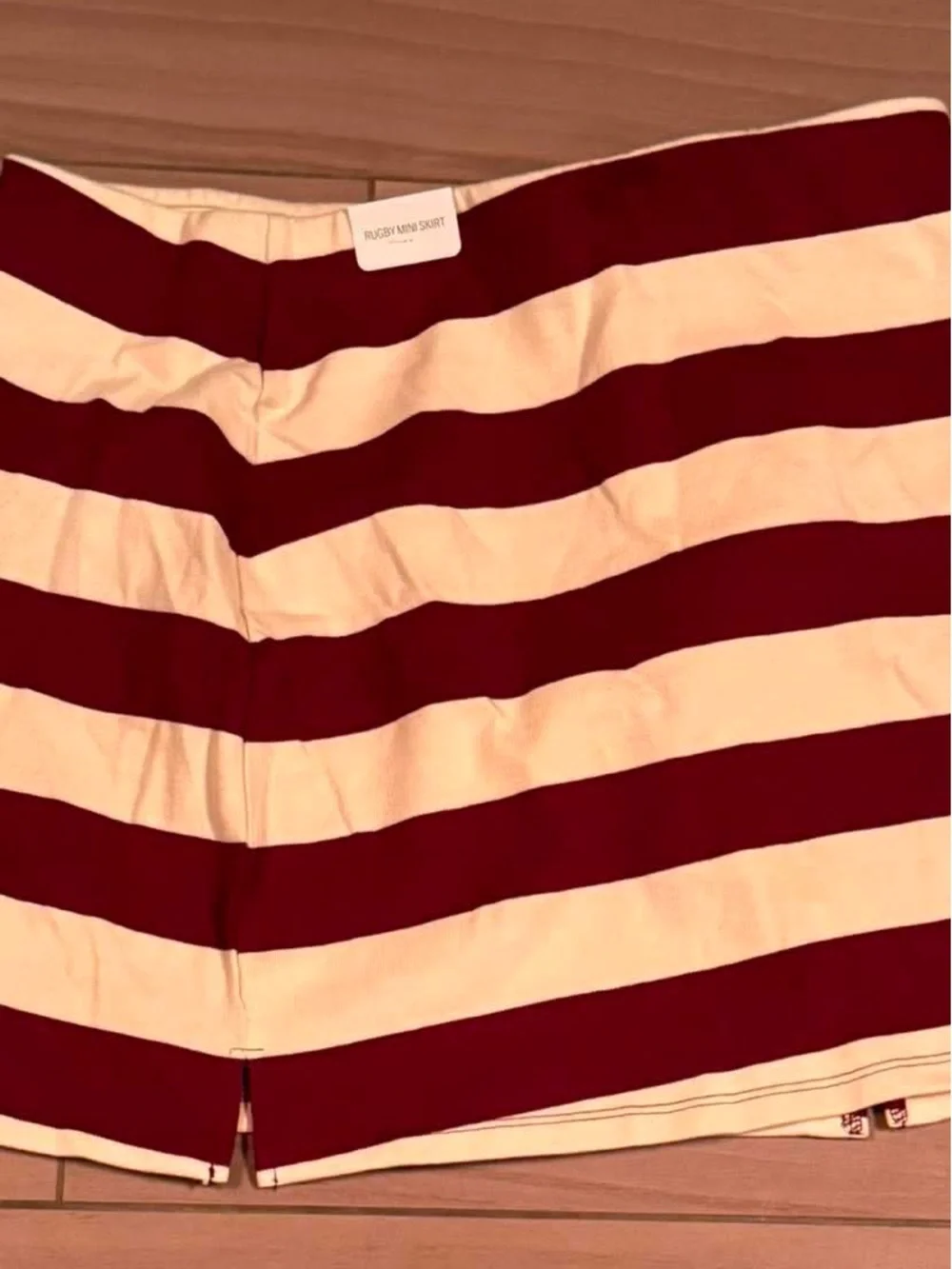 PINK VICTORIAS SECRET Mini Skirt in Cream and Burgundy XL waist 32in length 15in